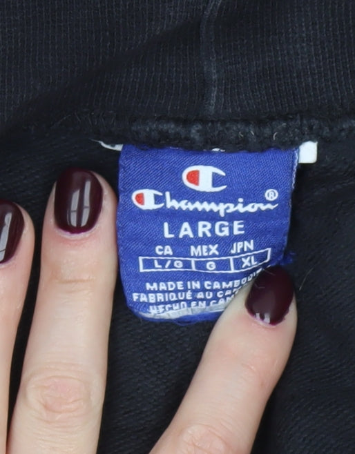 Champion Men’s Black Jogger Sweatpants L Regular Fit Logo Sportswear