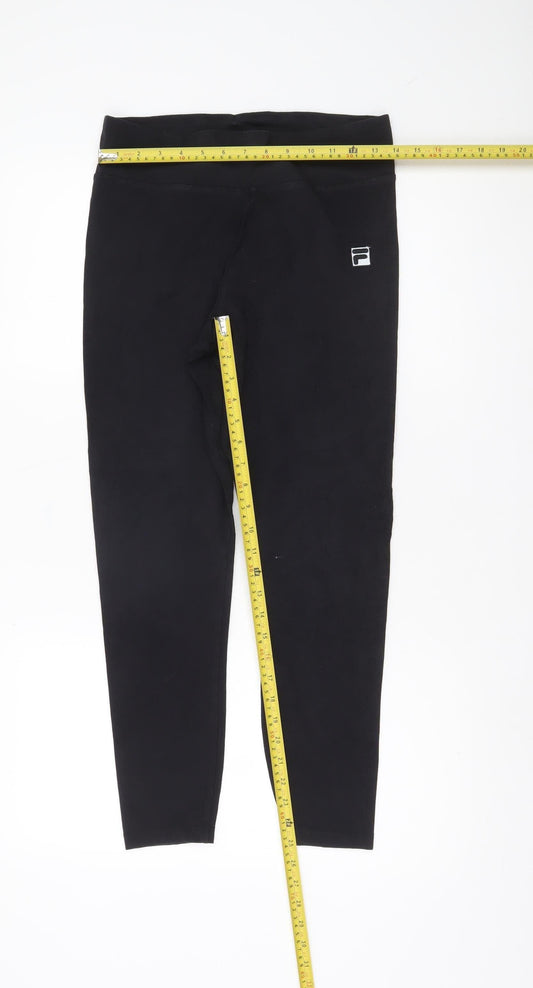 Fila Women Black L Leggings Slim Fit Stretch Activewear