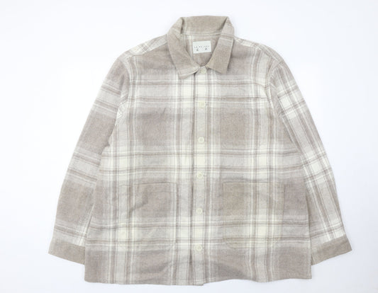 FW Bridge Womens Beige Check Jacket 2XL Plus Long Sleeve Casual