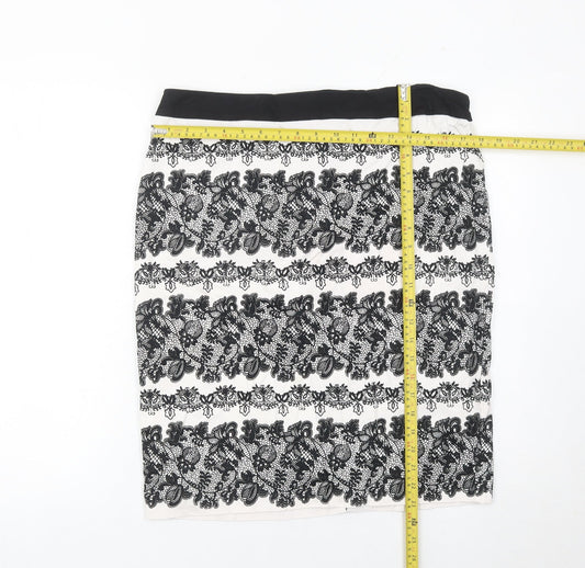 Marks and Spencer Women’s Black White Lace Pencil Skirt UK 14