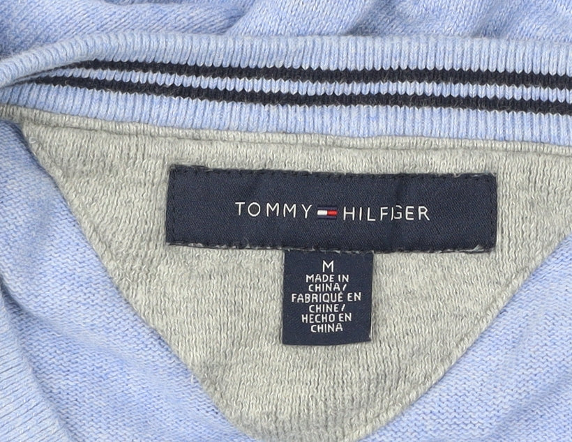 Tommy Hilfiger Men's Blue V-Neck Cotton Pullover Jumper M