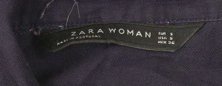 Zara Woman Women's Blue Button-Up Shirt Size S Long Sleeve