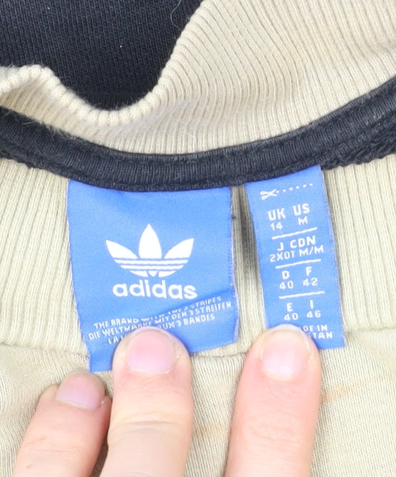Adidas Womens Black Beige Sweatshirt Size 14 Logo Vintage Pullover