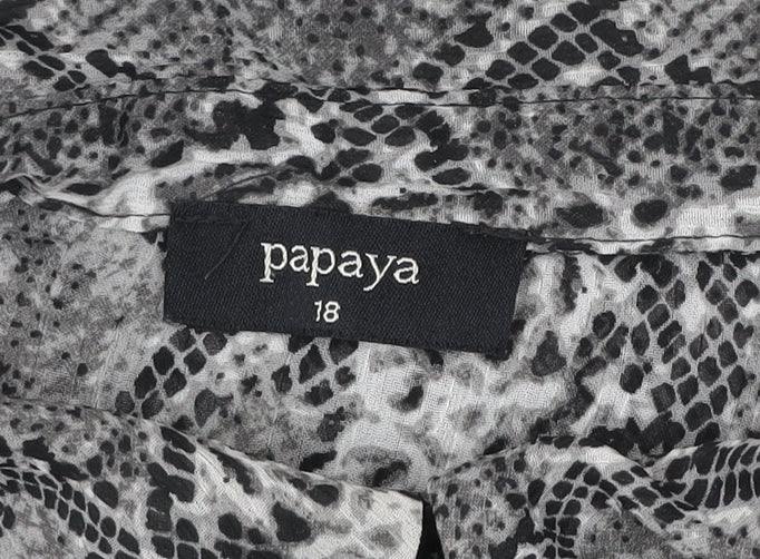 Papaya Womens Grey Animal Print Tunic Blouse Size 18 Long Sleeve