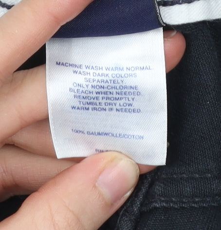 Lands' End Men’s Black Chino Trousers Size 35 Straight Fit Cotton