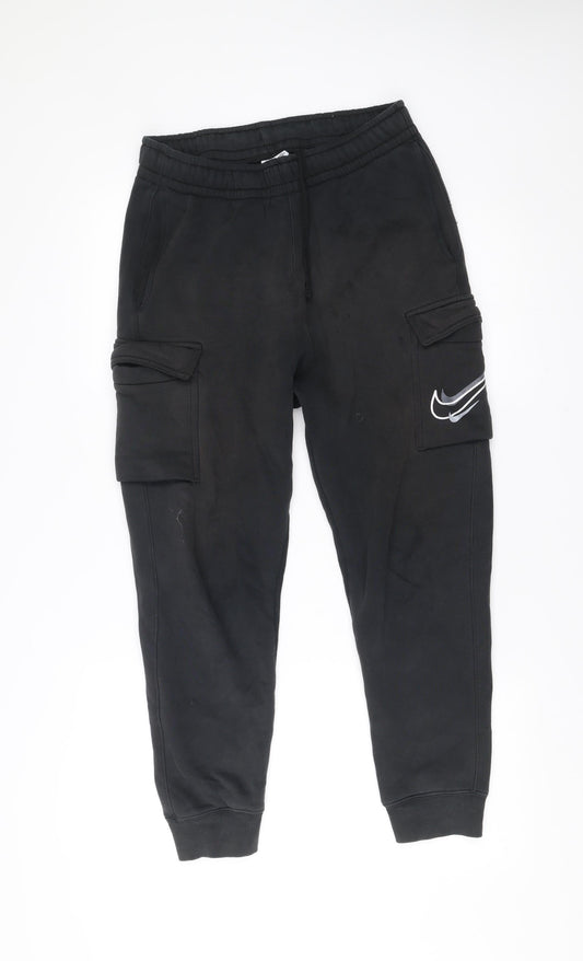 Mens UK Size S Nike-activewear Regular Fit Jogger Black Trousers
