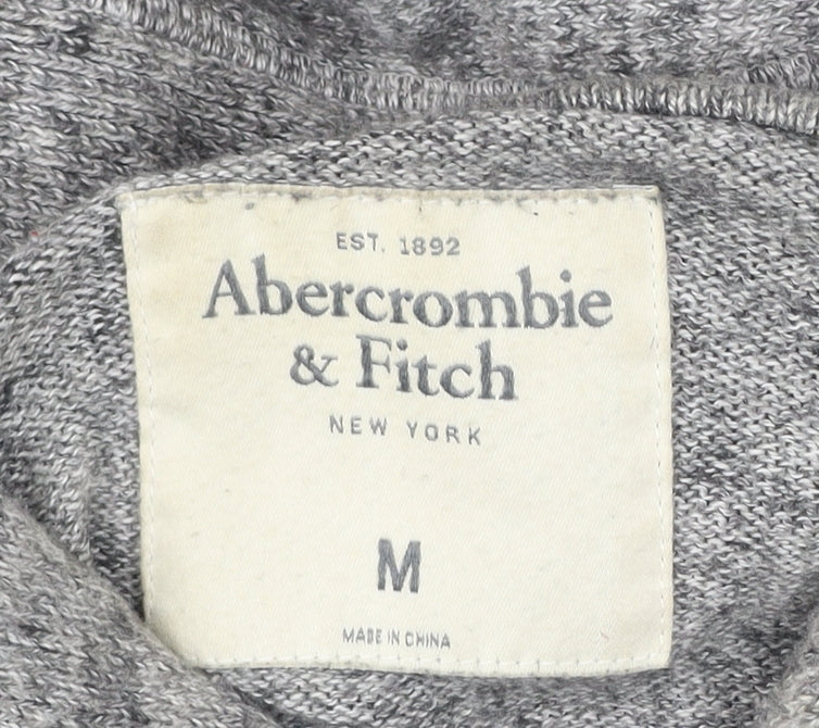 Abercrombie & Fitch Men’s Grey Henley Hoodie Medium Hooded Knit