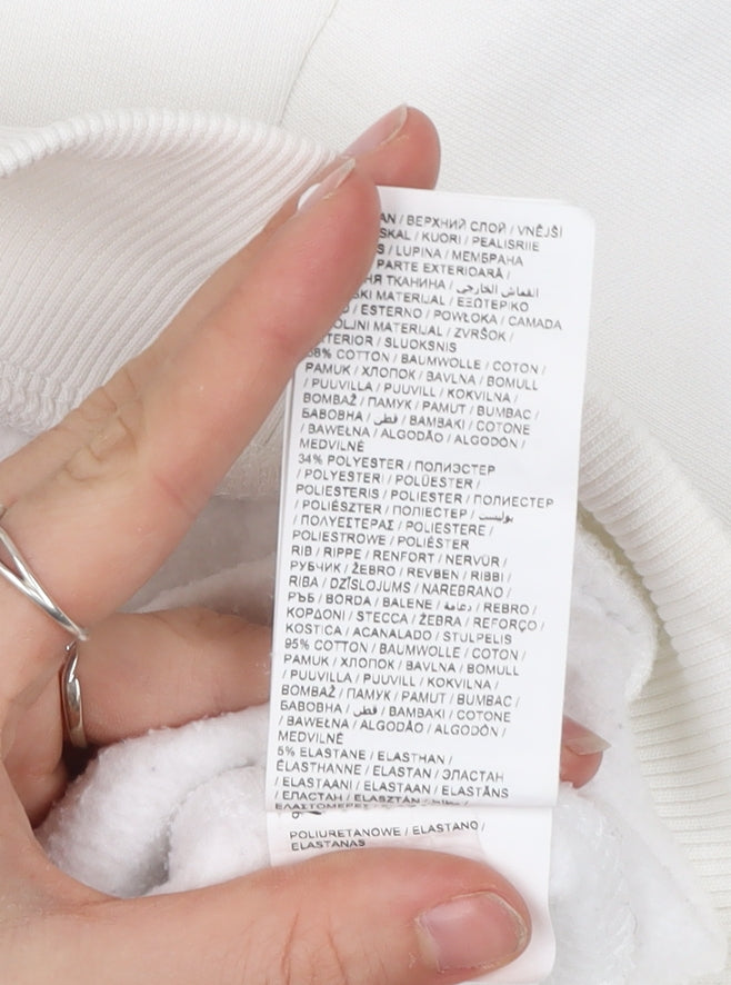 Puma Womens White XS Pullover Sweatshirt Crew Neck Logo Cotton Blend