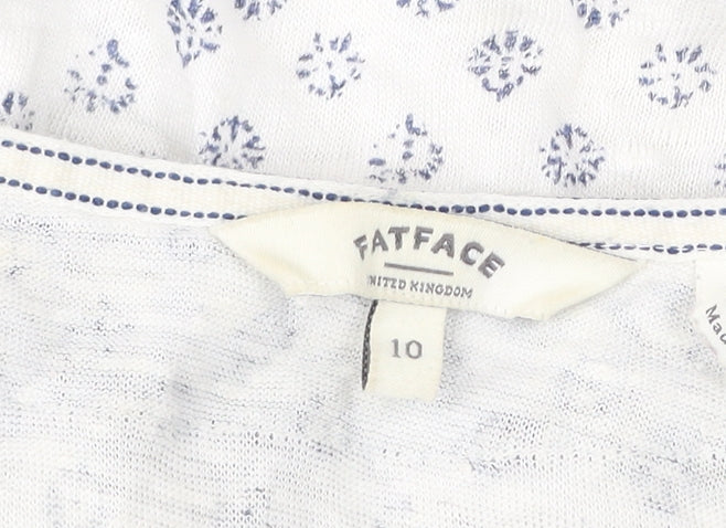 FatFace Women’s White Floral Tunic Blouse Size 10 Linen