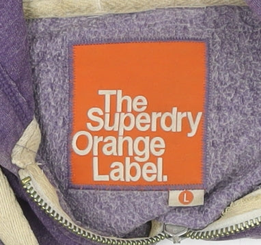 Superdry Men’s Purple Full Zip Hoodie L Logo Orange Label