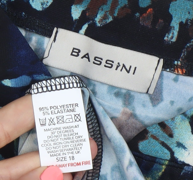 Bassini Womens Multicoloured Size 18 Tunic Blouse V-Neck 3/4 Sleeve