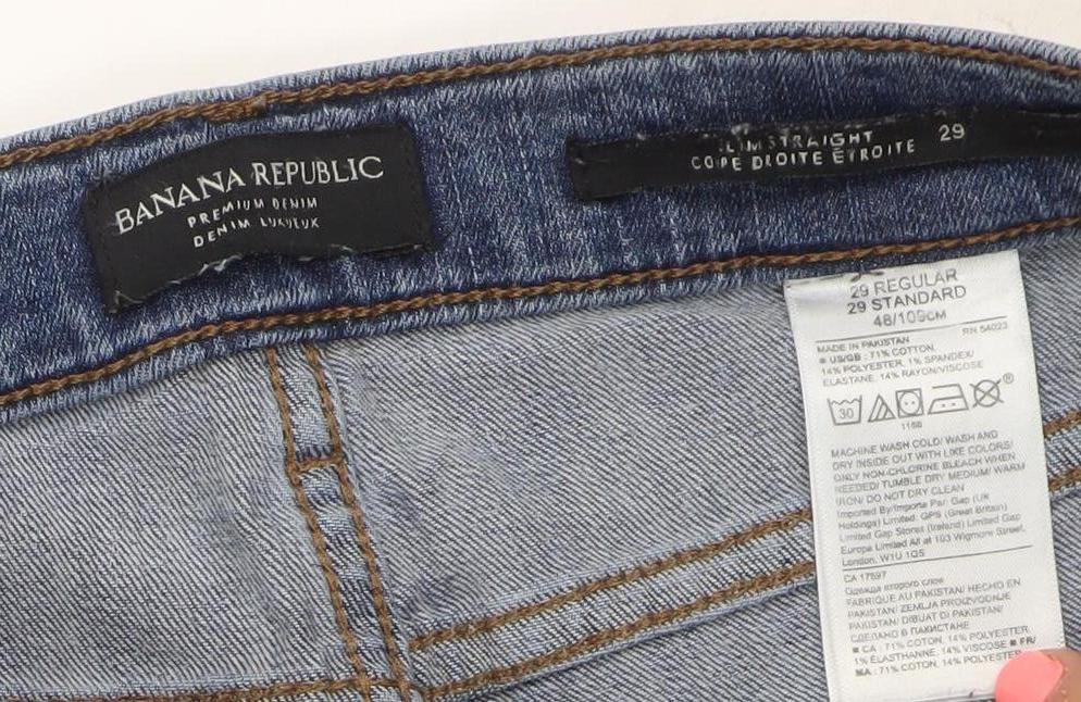 Banana Republic Womens Blue Straight Leg Jeans Size 29 Distressed