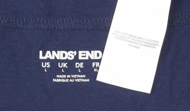 Lands' End Women’s Blue XL Cotton Tank Top with Crochet Detail