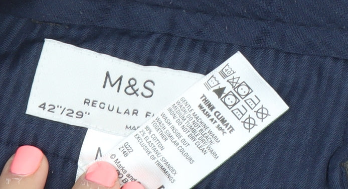 Marks and Spencer Men's Brown Corduroy Regular Fit Trousers 42x29