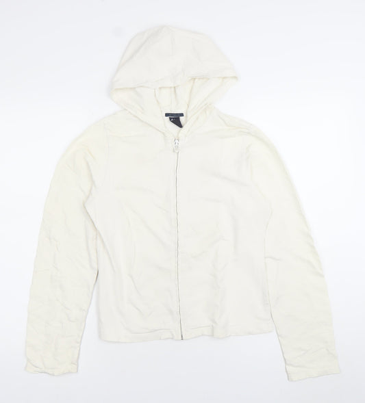 Gap Womens White 2XL Full Zip Hoodie Cotton Stretch Casual
