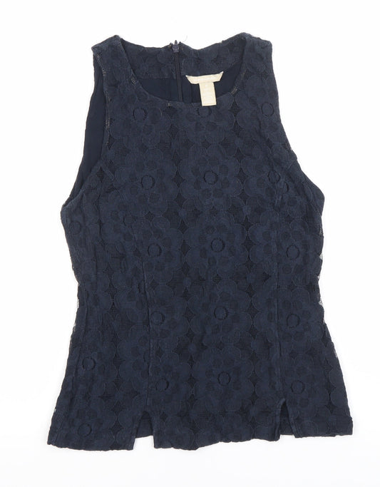 Banana Republic Womens Blue Lace Sleeveless Blouse Size 12