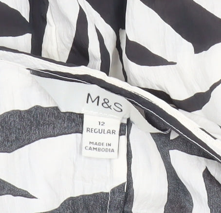 Marks and Spencer Women’s Black White Zebra Midi Shift Dress Size 12