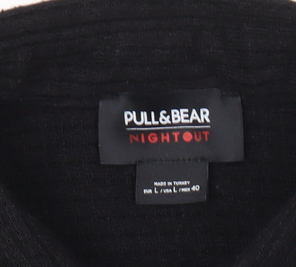 Pull&Bear Men’s Black Long Sleeve Button-Up Shirt Size L