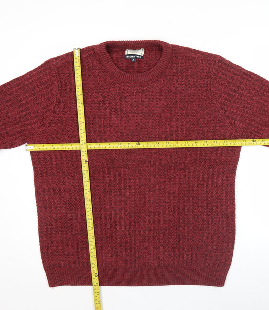 George Men’s Red Crew Neck Knit Jumper Pullover Size S