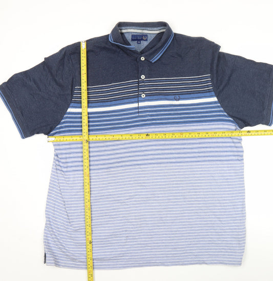 Lincoln Men's Blue Striped Polo Shirt XXL 2XL Cotton Blend Casual