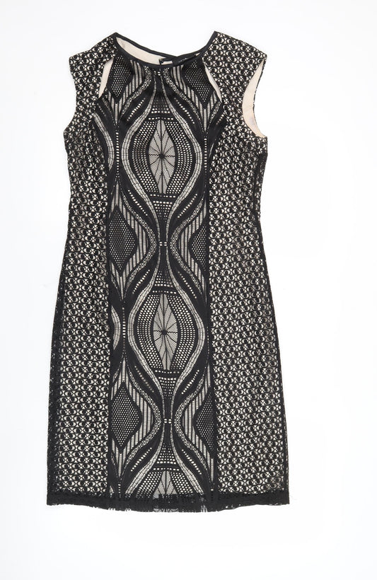 Additional front view of Wallis Women’s Black Lace Sheath Dress UK 10 Knee Length Party