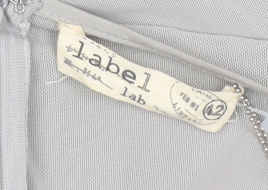 Label Lab Womens Grey Size 12 Sheath Knee Length Sleeveless Dress