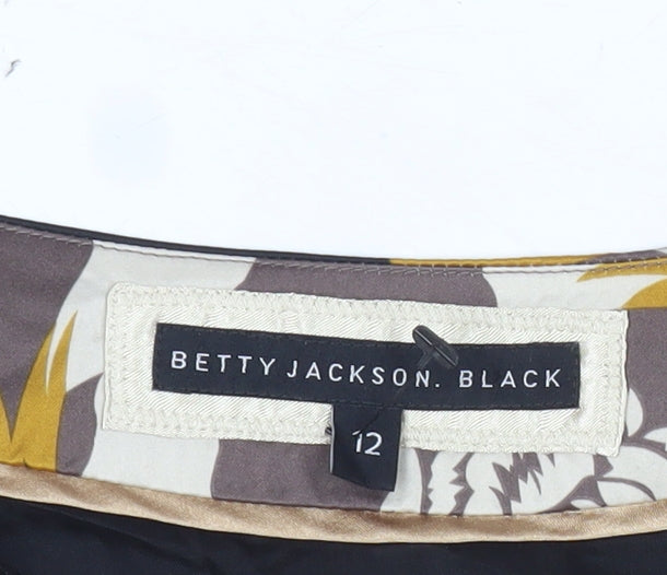 Betty Jackson Black Womens Multicoloured Floral Tunic Blouse Size 12