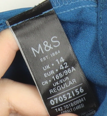 Marks and Spencer Women’s Blue Shift Dress Size 14 Short Sleeve