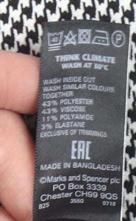 Marks and Spencer Womens Black Check Pencil Skirt Size 18 Long