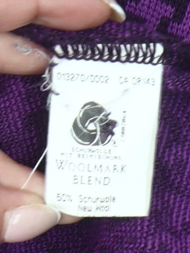 Lucia Womens Purple Wool Blend Cardigan Size 16 V-Neck Houndstooth