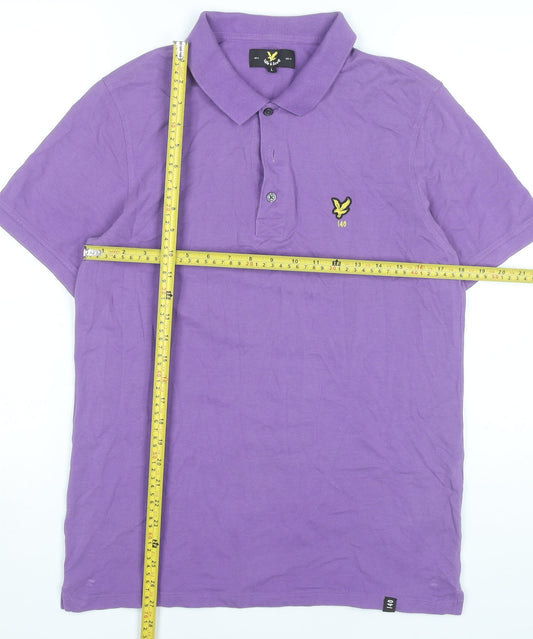 Lyle & Scott Men’s Purple Cotton Polo Shirt Size L Short Sleeve