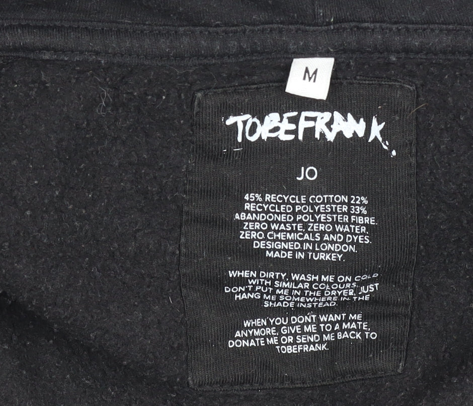 TOBEFRANK Men’s Black Full Zip Hoodie Size M Logo Graphic