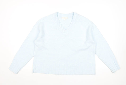 Marks and Spencer Women’s Blue V-Neck Pullover Jumper Size M