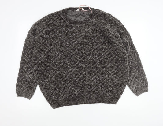 Tu Women Grey Size 18 Crew Neck Chunky Knit Pullover Jumper