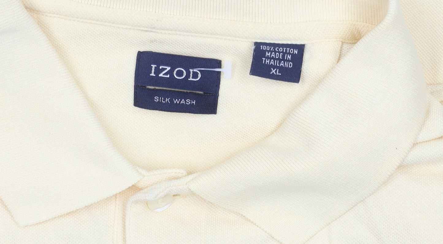 IZOD Men's Beige XL Short Sleeve Cotton Polo Shirt Classic Fit