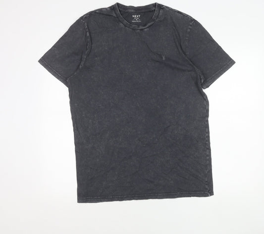 Additional front view of Next unisex adults black cotton regular fit t-shirt m