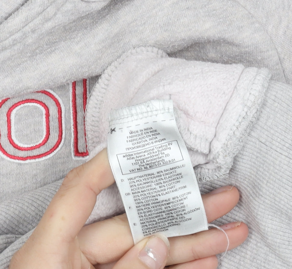 Reebok Womens Grey Hoodie Small Cotton Blend Pullover Logo Sportswear