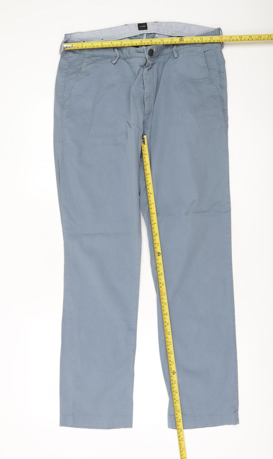 Hugo Boss Men's Grey Cotton Chino Trousers Size 34R Straight Leg