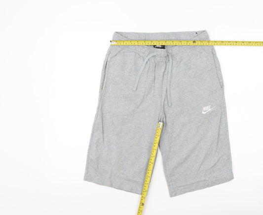 Nike Men Grey Small Sweat Shorts Drawstring Elastic Waist Cotton