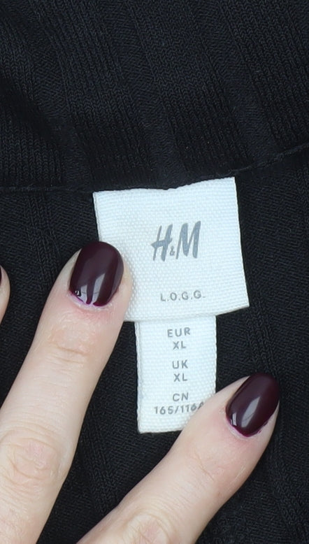 H&M Women’s Black XL Collared Shirt Dress Short Sleeve
