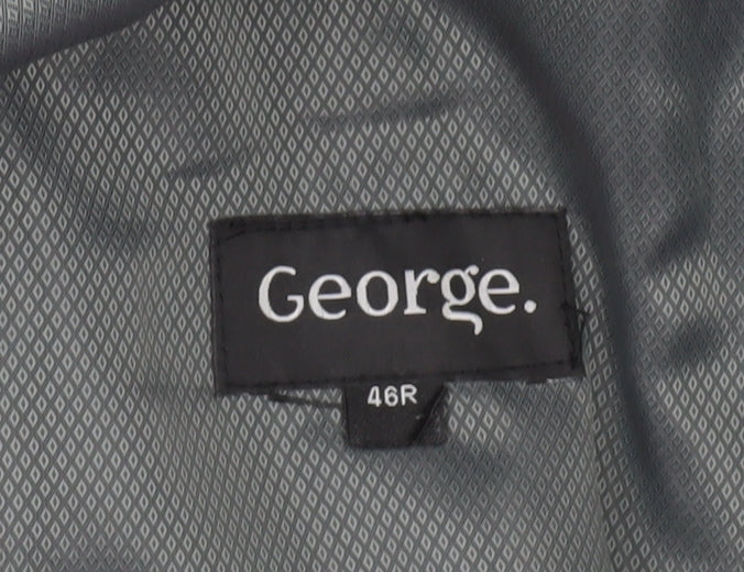George Men Grey 46R Blazer Jacket Single Breasted Notch Lapel
