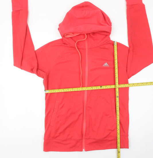 Adidas Womens Pink Full Zip Hoodie UK 12-14 Activewear Sports Jacket