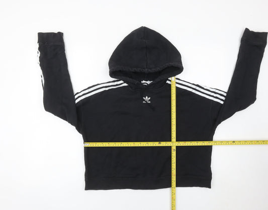 Adidas Womens Black Hoodie Pullover UK 12 Cotton Logo Sportswear