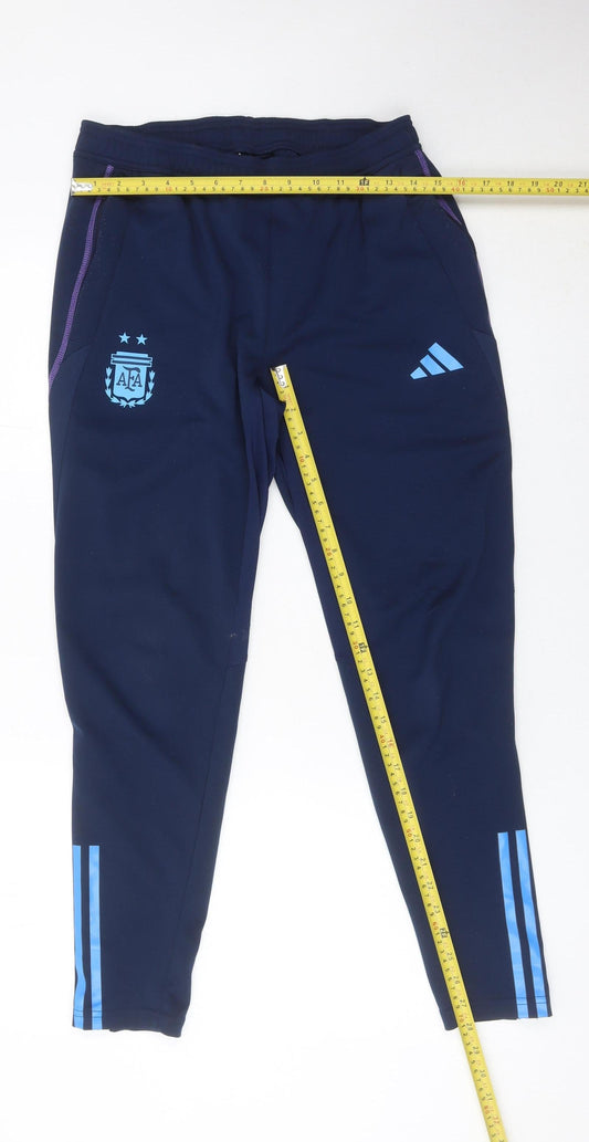 Adidas Mens Blue Slim Fit Jogger Trousers Size M Football Sportswear
