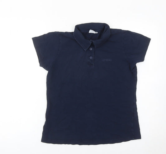 LA Gear Womens Blue Polo Shirt UK 12 Short Sleeve Cotton Blend