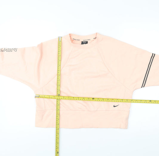 Nike Pro Women’s Pink Sweatshirt Small Pullover Logo Raglan Sleeve