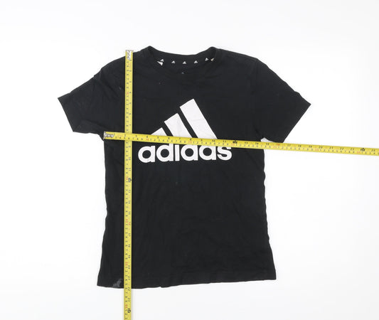 Adidas Boys Black Logo T-Shirt 11-12 Years Short Sleeve Sports Top