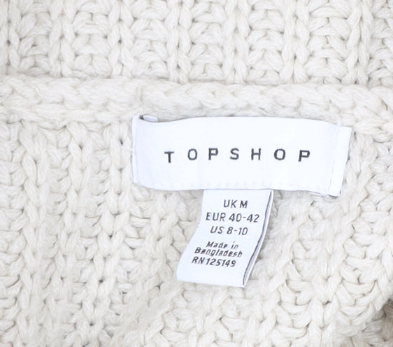Topshop Women’s Beige Roll Neck Chunky Knit Jumper Size M