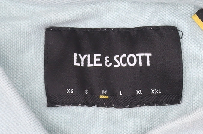 Lyle & Scott Men’s Blue Yellow Striped Cotton Polo Shirt Size M