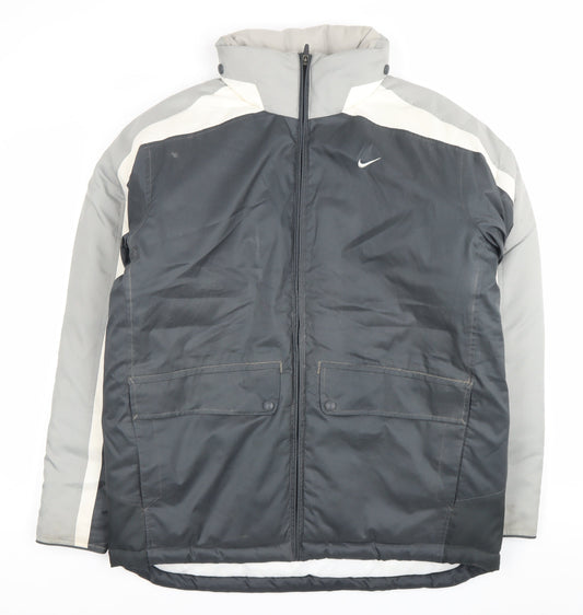 Additional front view of Nike unisex adults grey polyester puffer jacket, size M